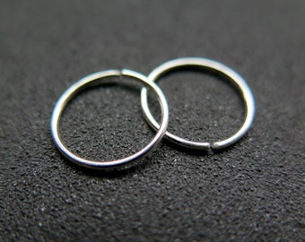 small silver hoop earrings. 12 mm sterling silver sleeper hoops. 20 gauge wire. Calgary.