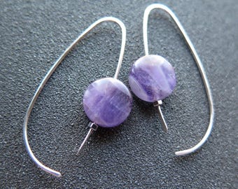 purple amethyst earrings in sterling silver. February birthday gift. 6 year anniversary present.