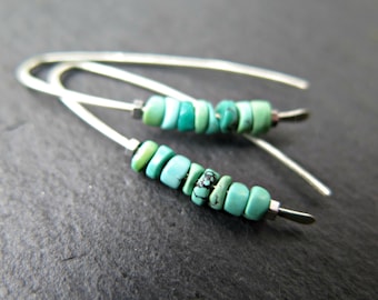 natural turquoise earrings. December birthstone jewelry in sterling silver. genuine turquoise jewellery.