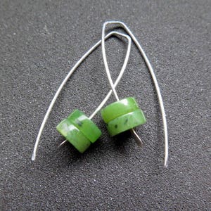 Canadian jade earrings. green jade jewelry. sterling silver jewellery. image 1