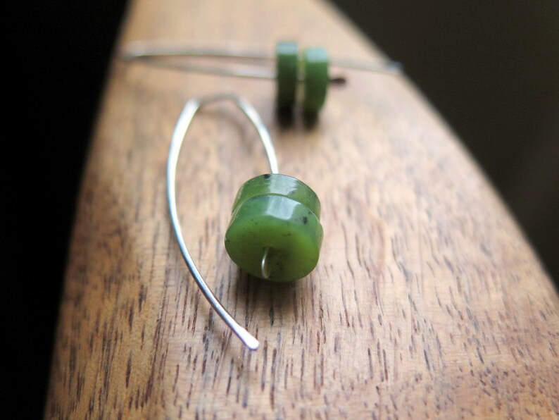 Canadian jade earrings. green jade jewelry. sterling silver jewellery. image 8