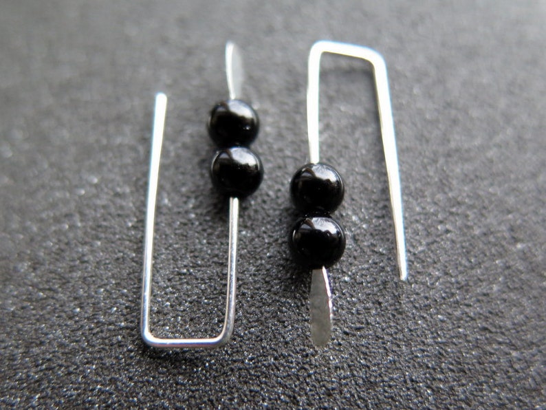 small black onyx earrings modern jewelry Canadian seller.