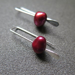 small red pearl earrings. crimson pearl jewelry. made in Canada image 6