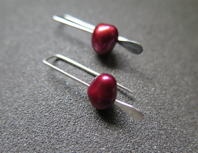 small red pearl earrings. crimson pearl jewelry. made in Canada image 6