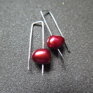 small red pearl earrings. crimson pearl jewelry. made in Canada image 4