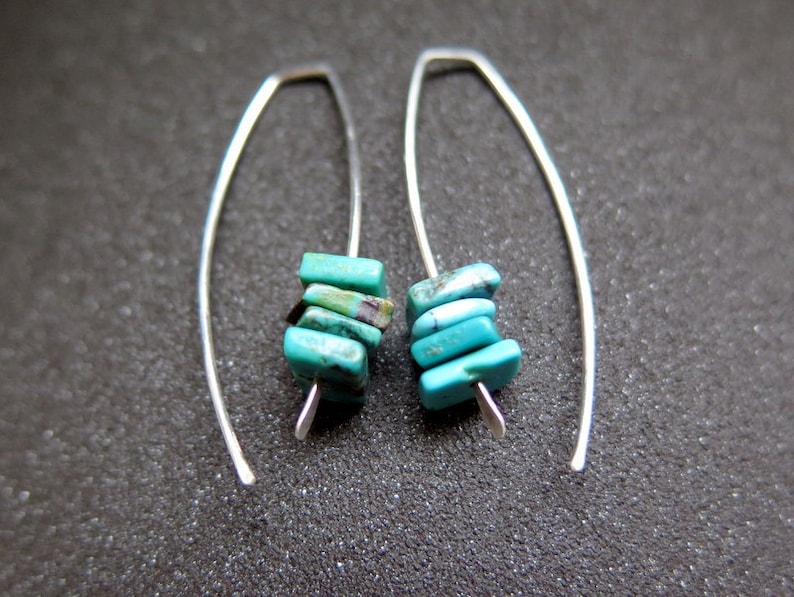 AA Earring Diam Shape Silver W/ Turquoise main image 1