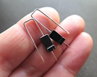 small black hematite earrings. geometric jewelry. 1 inch earrings made in Canada