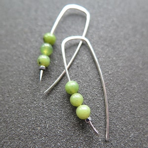 Canadian jade earrings. kiwi green jade jewelry. modern stone jewellery. splurge designs.