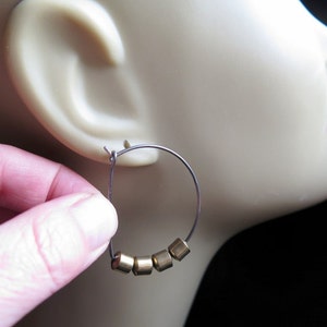 hypoallergenic hoop earrings. silver and gold jewelry. niobium earwires. sensitive ears. image 3