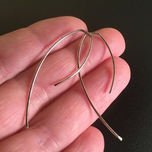 sterling silver earrings. wire earings. minimalist jewelry. threader earrings. image 2