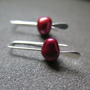 small red pearl earrings. crimson pearl jewelry. made in Canada image 8