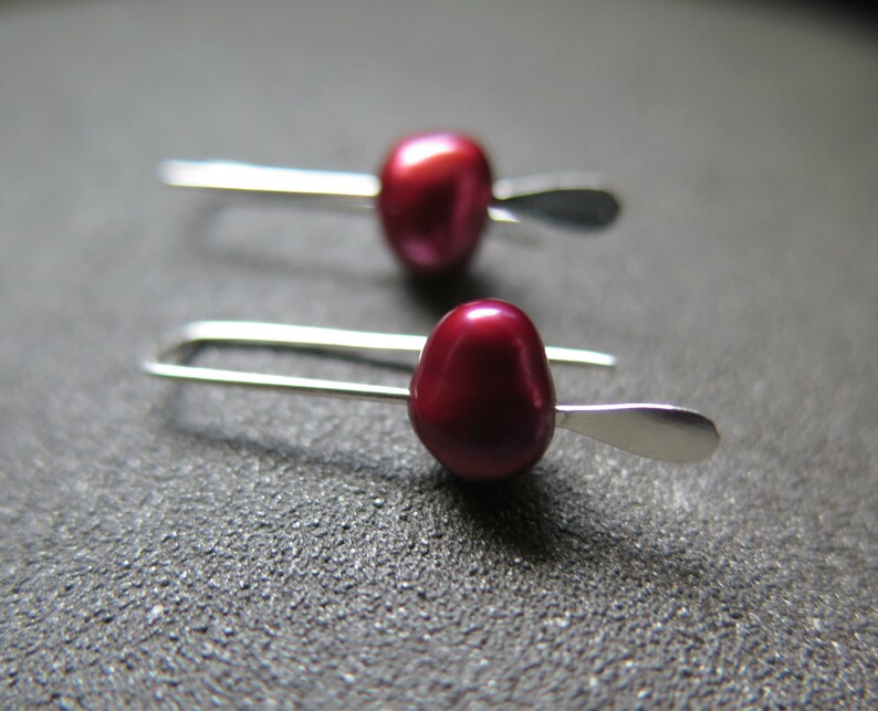 small red pearl earrings. crimson pearl jewelry. made in Canada image 8