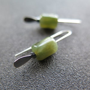 genuine green jade earrings from Canada. natural jade jewelry. 1 inch earrings.