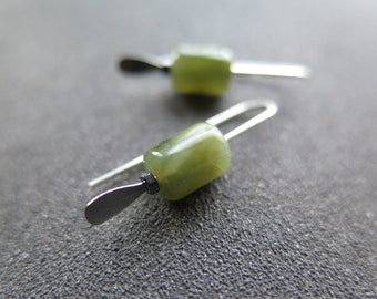 genuine green jade earrings from Canada. natural jade jewelry. 1 inch earrings.