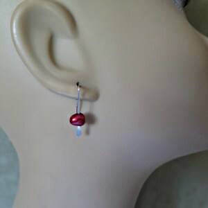 small red pearl earrings. crimson pearl jewelry. made in Canada image 3