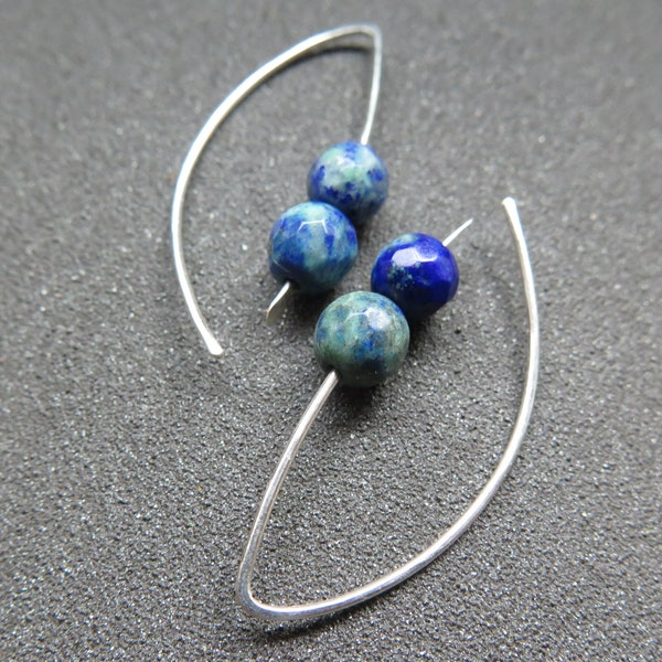 blue and green earrings. chrysocolla jewelry. genuine stone jewelry. Canadian seller.