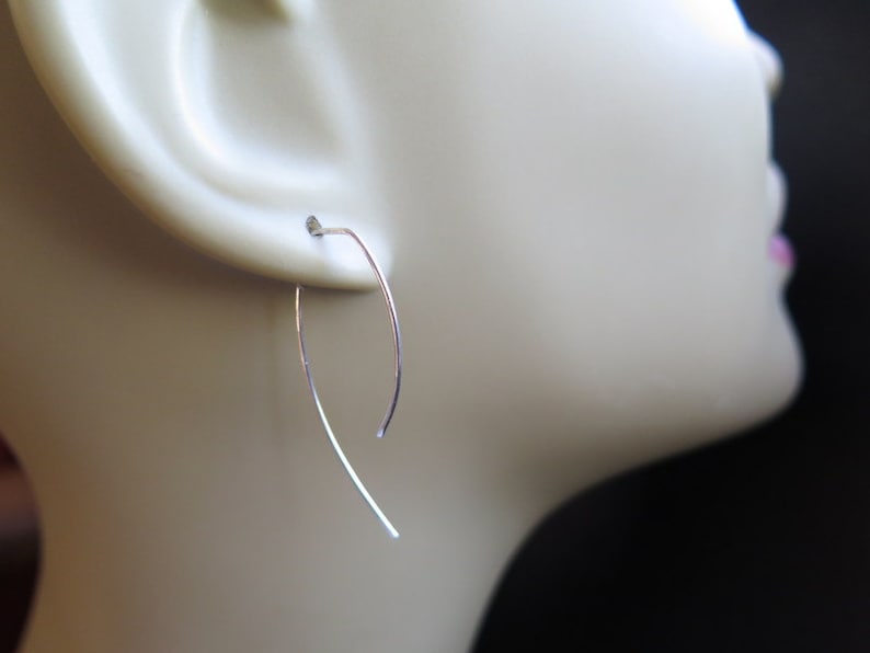 sterling silver earrings. wire earings. minimalist jewelry. threader earrings. image 3