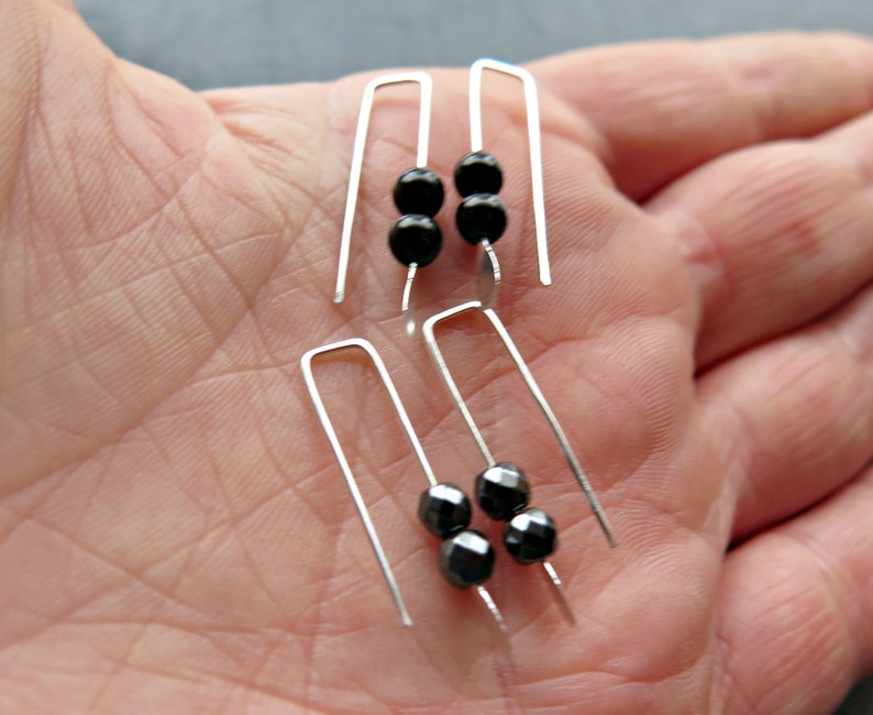 small black onyx earrings modern jewelry Canadian seller.