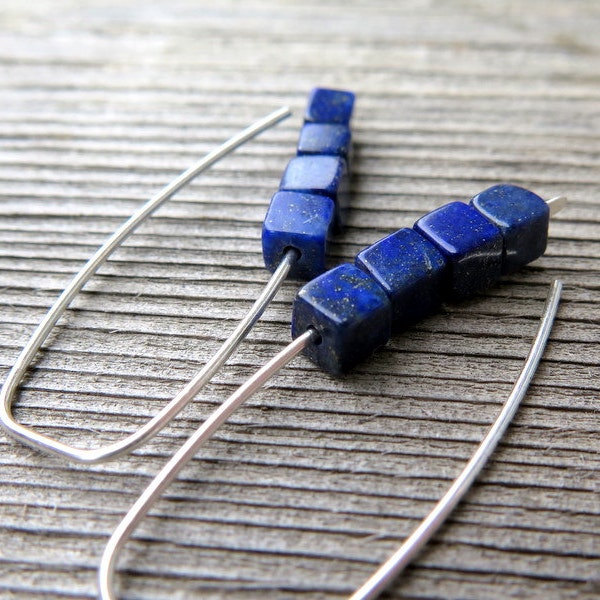 lapis lazuli earrings. cobalt blue earring. royal blue jewelry.