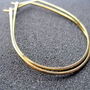 yellow gold earrings in niobium wire. hoop earrings. hypoallergenic jewelry, splurge. image 4