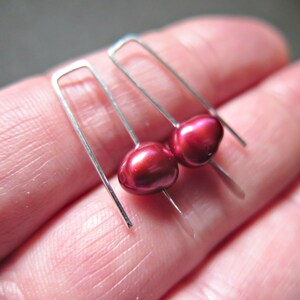 small red pearl earrings. crimson pearl jewelry. made in Canada image 9