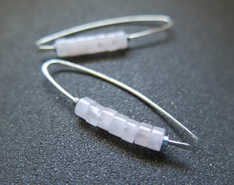 modern rose quartz earrings. heishi stone jewellery. rose quartz jewelry made in Calgary Canada