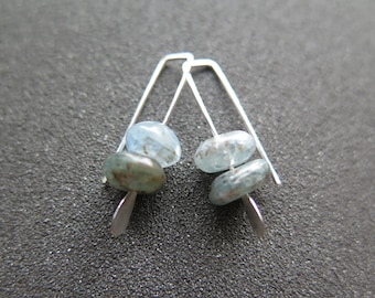 small blue kyanite earrings. natural stone jewelry. small silver earrings. splurge. Calgary Alberta