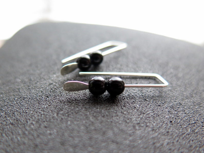 small black onyx earrings modern jewelry Canadian seller.