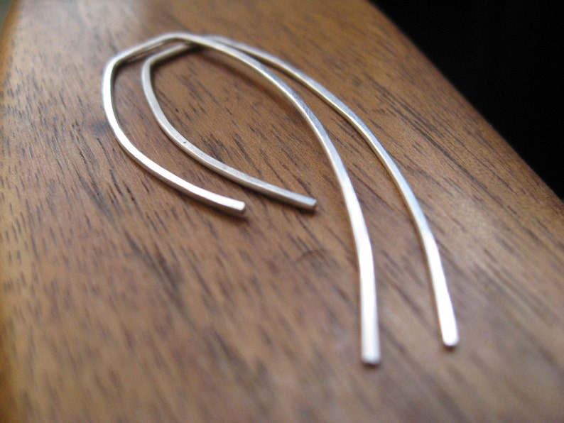 sterling silver earrings. wire earings. minimalist jewelry. threader earrings. image 5