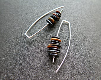 real picasso jasper earrings in sterling silver. brown and black stone jewelry from Canada.