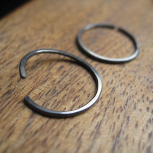 mens hoop earrings. dark silver niobium. hypoallergenic hoops. image 5