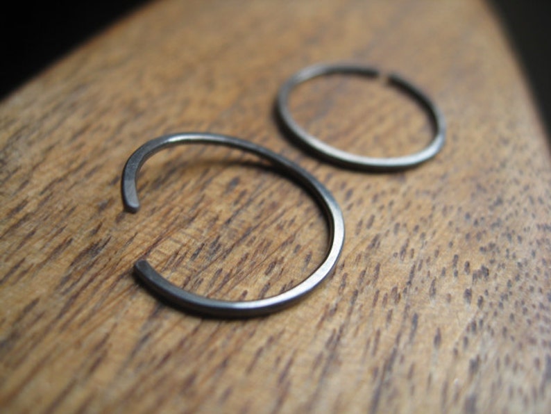 mens hoop earrings. dark silver niobium. hypoallergenic hoops. image 5