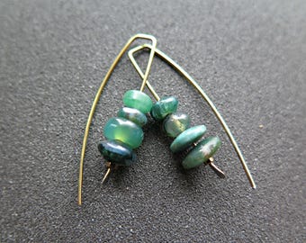 Green Jasper Earrings with Yellow Gold Niobium Wire – Hypoallergenic, Nickel-Free Jewelry