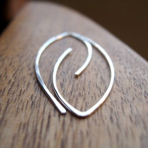 sterling silver threader earrings. simple jewelry. open hoops. modern wire earings.