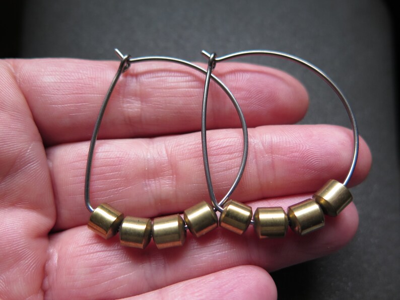 hypoallergenic hoop earrings. silver and gold jewelry. niobium earwires. sensitive ears. image 7