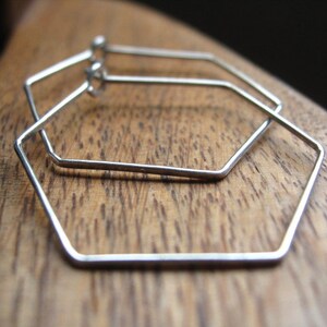 925 geometric hoop earrings. sterling silver hoops. hexagon earrings.