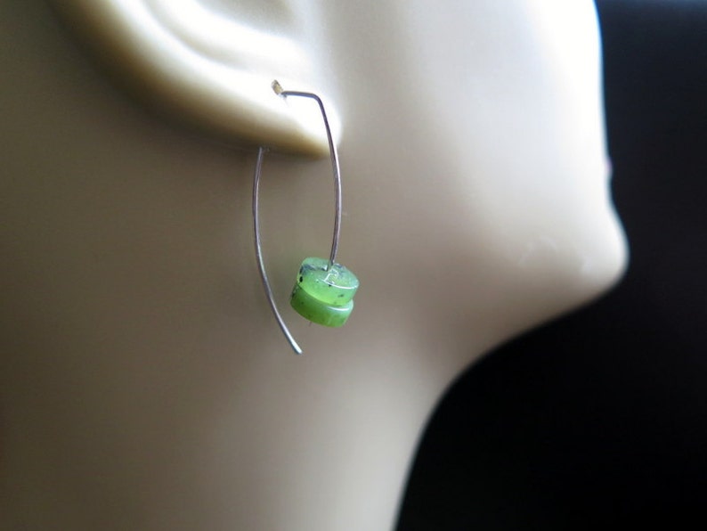 Canadian jade earrings. green jade jewelry. sterling silver jewellery. image 3