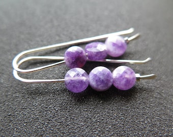 Tariff fees included. purple amethyst earrings in sterling silver. handmade genuine amethyst jewelry. February birthstone jewellery.