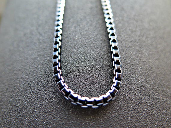 Mens Box Chain Necklace. Anodized Aluminum Jewelry. Black Necklace With Silver Edge. Made in Canada. Etsy UK