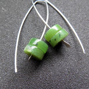 Canadian jade earrings. green jade jewelry. sterling silver jewellery. image 4