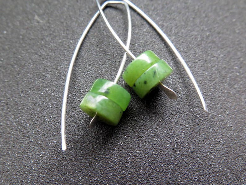 Canadian jade earrings. green jade jewelry. sterling silver jewellery. image 4