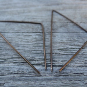 triangle hoop earrings. geometric hoops. brown anodized niobium earrings in 20 gauge wire.