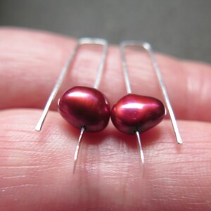 small red pearl earrings. crimson pearl jewelry. made in Canada image 5