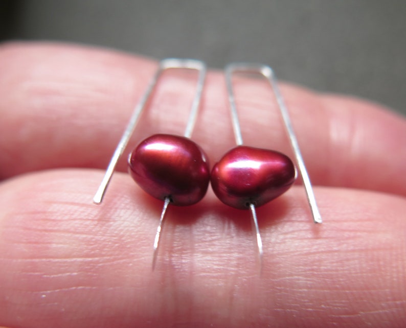 small red pearl earrings. crimson pearl jewelry. made in Canada image 5