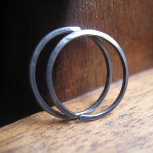 mens hoop earrings. dark silver niobium. hypoallergenic hoops. image 1