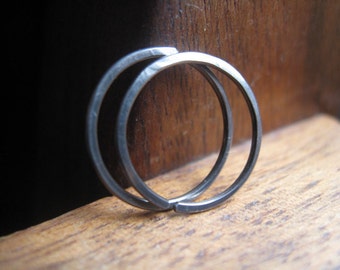 mens hoop earrings. dark silver niobium. hypoallergenic hoops.