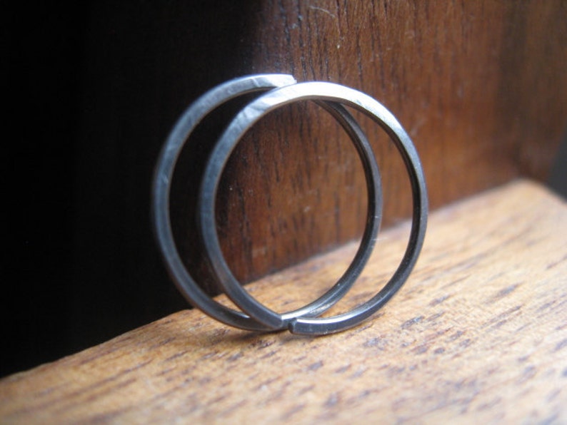 mens hoop earrings. dark silver niobium. hypoallergenic hoops. image 1