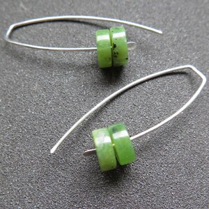 Canadian jade earrings. green jade jewelry. sterling silver jewellery. image 5