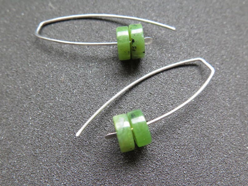 Canadian jade earrings. green jade jewelry. sterling silver jewellery. image 5