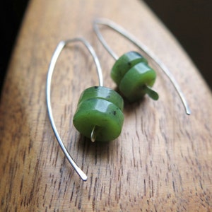 Canadian jade earrings. green jade jewelry. sterling silver jewellery. image 9